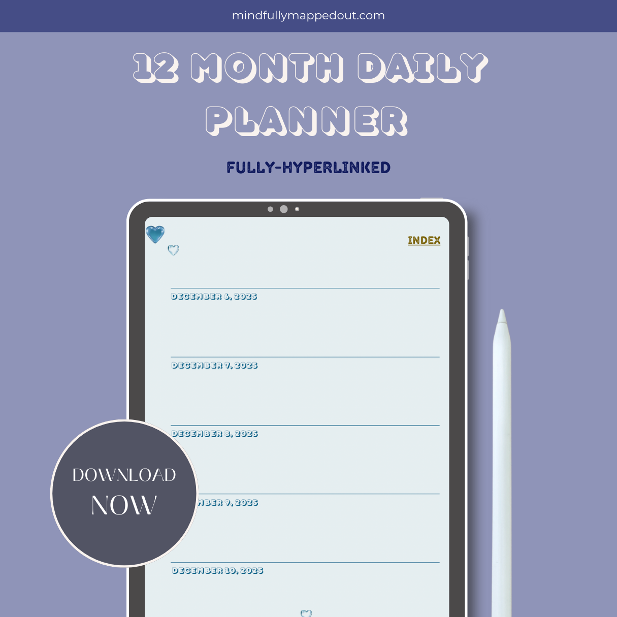 12-Month Daily Planner | Monthly and Daily Notes