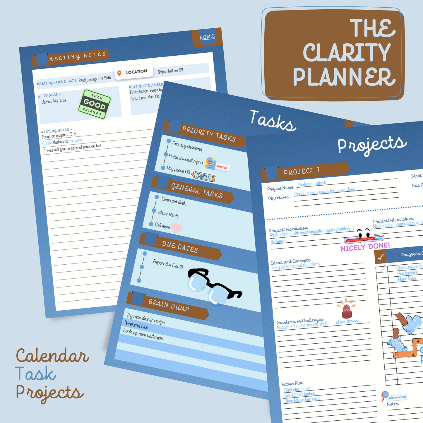 Daily Clarity Planner – Fully Hyperlinked Digital Planner (100+ Pages)
