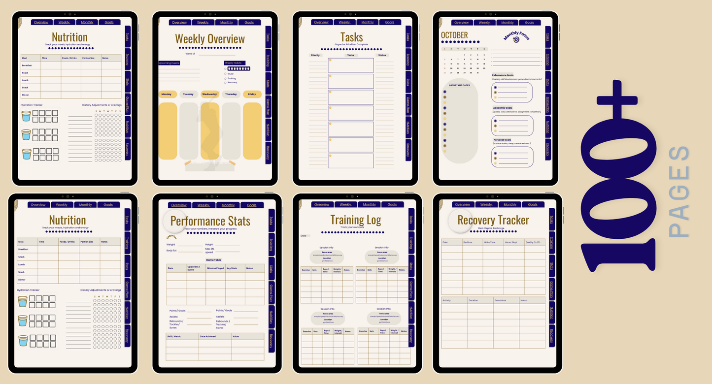 Student Athlete Planner 2025–2026 - Sports Organizer for Training, Academics & Recovery (Digital + Printable)
