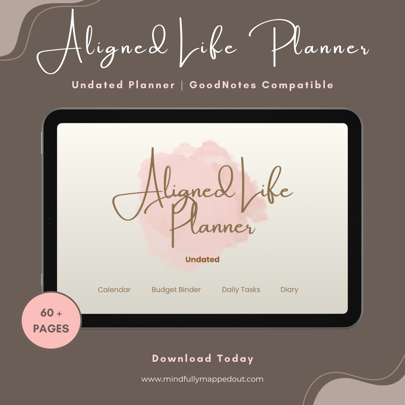 Aligned Life Planner (Undated)- Digital Download for Goodnotes, Noteful, Notes App, etc.