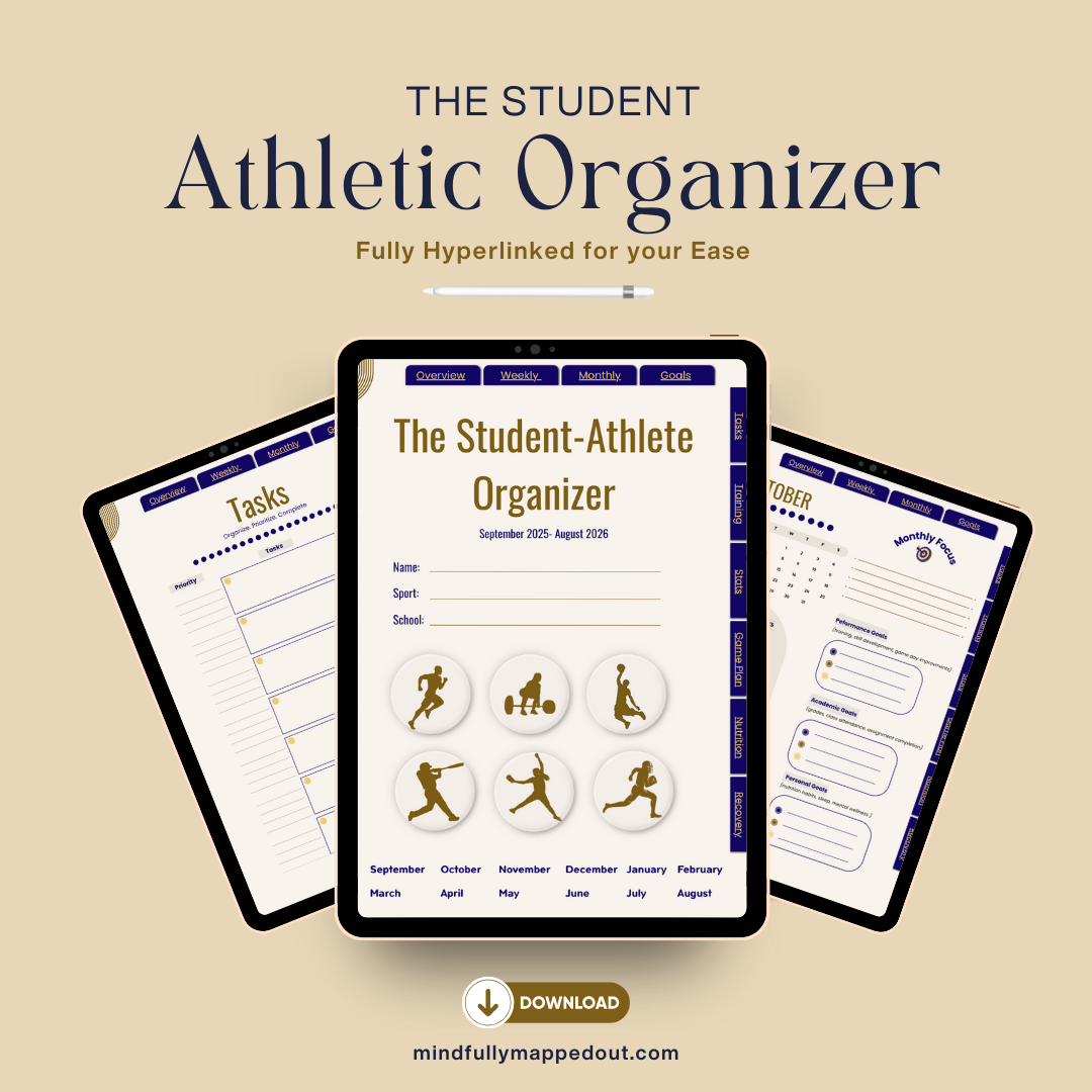 Student Athlete Planner 2025–2026 - Sports Organizer for Training, Academics & Recovery (Digital + Printable)