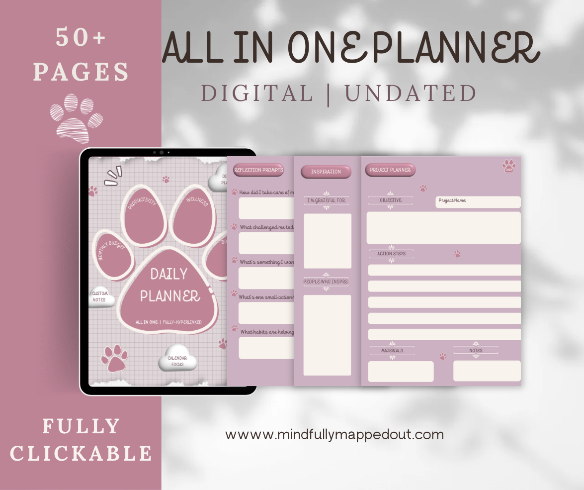 Digital Undated All-In-One Planner (50+ Pages, Hyperlinked PDF)