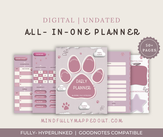 Digital Undated All-In-One Planner (50+ Pages, Hyperlinked PDF)