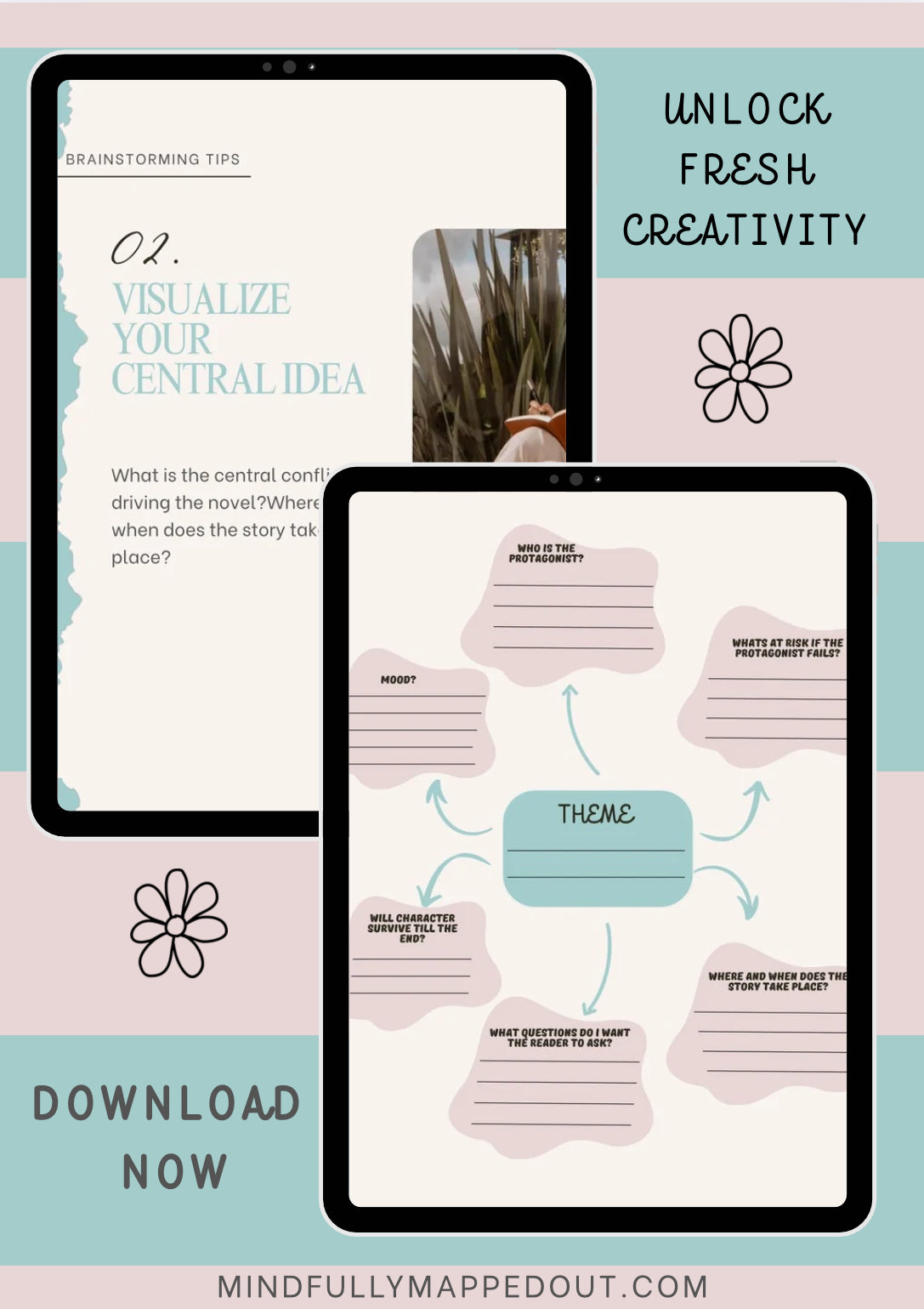 Creative Writing Brainstorming & Character Development Workbook (Digital Download)