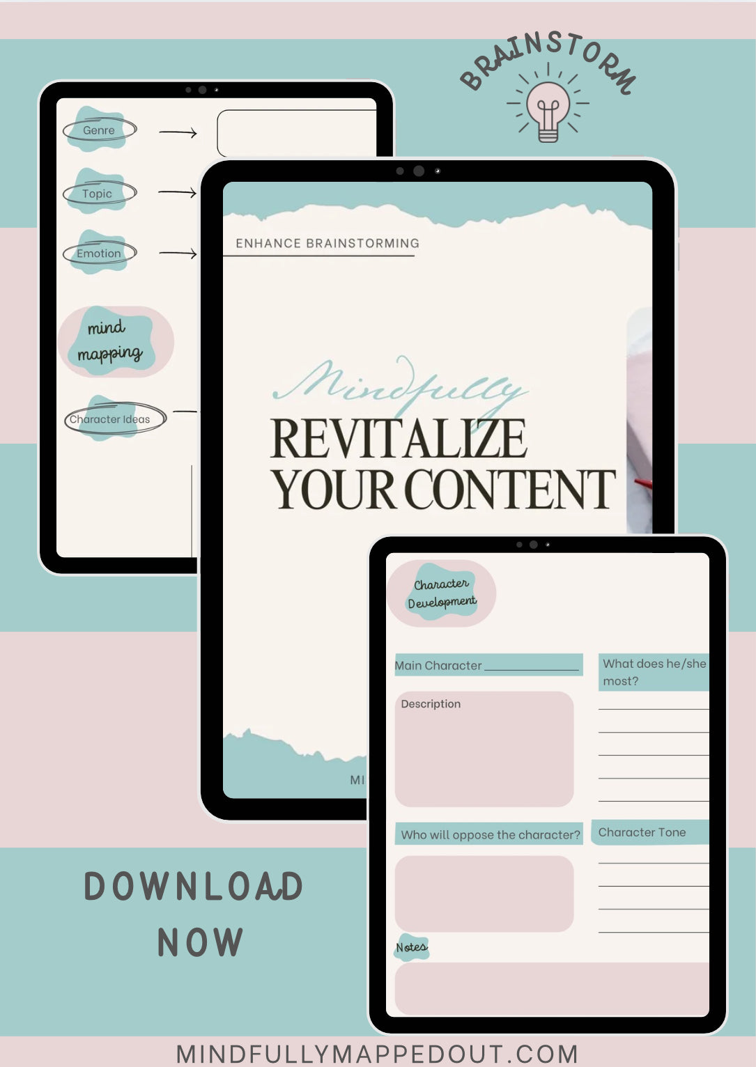 Creative Writing Brainstorming & Character Development Workbook (Digital Download)